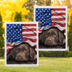 Chocolate Labrador Retriever. American Patriot Flag BV1303-01