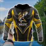 Walleye fishing Yellow Metal 3D design print shirts AT0405-03