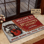 PERSONALIZED ACOUSTIC GUITAR WHERE WORDS WELCOME DOORMAT AT1407-02