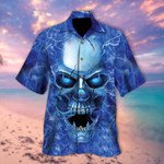 Blue Skull Smoke Hawaiian Shirt   AT1607-03