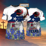 God Bless Texas Bluebonnet - Personalized Name 3D Tshirt  AT2007-01