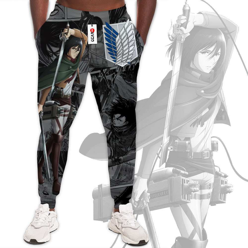 BEST Mikasa Ackerman Attack On Titan Anime Merch Manga Style Jogger Pants1