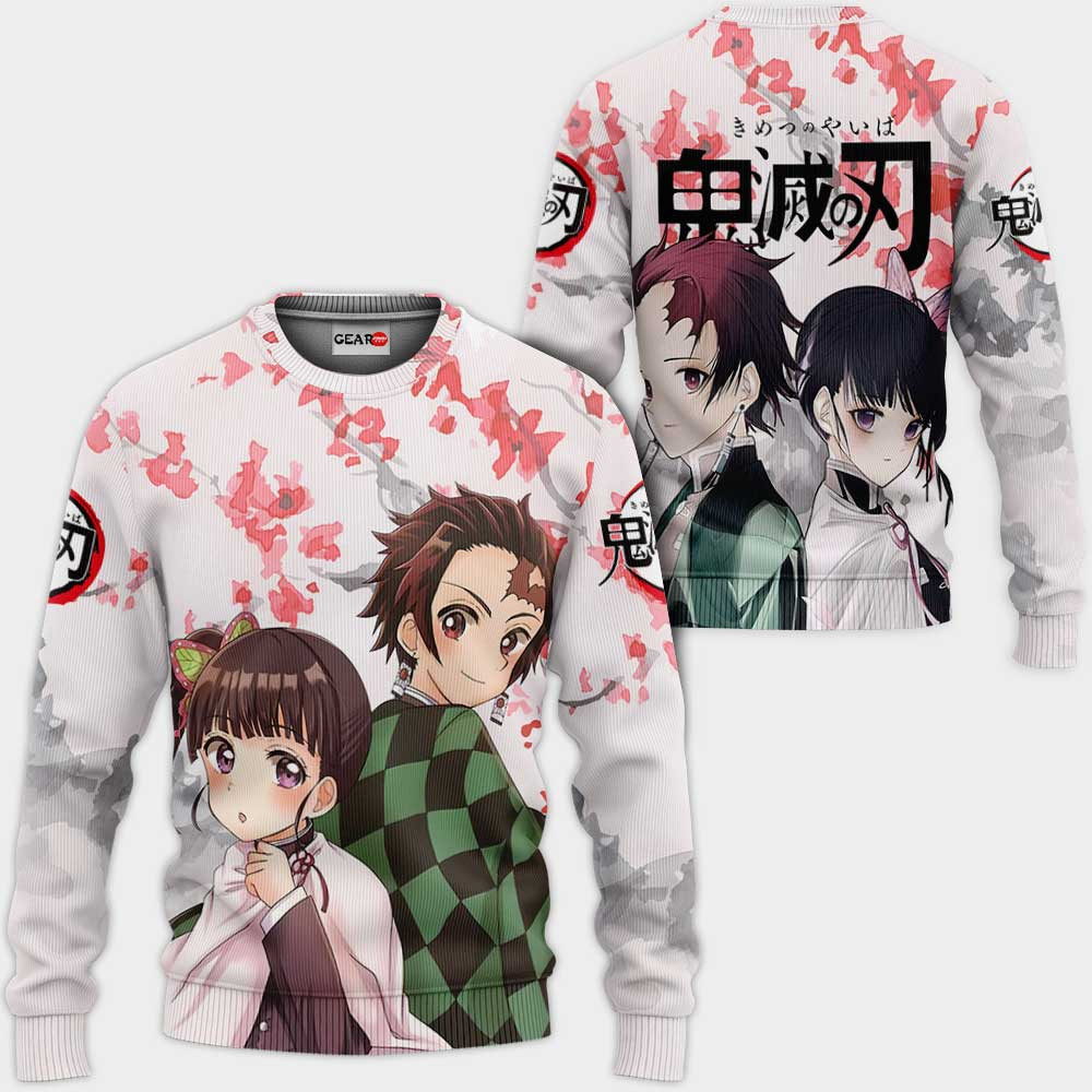 NEW Tanjiro and Kanao Kimetsu Anime white Full Printed 3D Sweater, Hoodie2