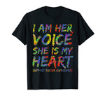I Am Her Voice She is My Heart Support Autism Awareness Tees