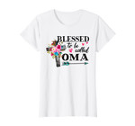 Womens Blessed to be called Oma - Cross Flower-Grandma tee