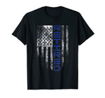 Police Officer RETIRED Thin Blue Line American Flag Gift Tee