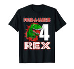 4th Birthday Boy Dinosaur 4 Years old Gift Four A Saurus Rex