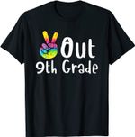 Peace Out 9th Grade Tie Dye Graduation Class Of 2021 Virtual T-Shirt
