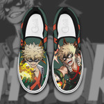 Katsuki Bakugo Slip On Sneakers Custom Anime My Hero Academia Shoes