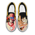 Portgas Ace and Luffy Slip On Sneakers Custom Anime One Piece Shoes