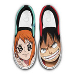 Nami and Luffy Slip On Sneakers Custom Anime One Piece Shoes