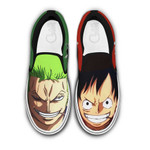 Luffy and Zoro Slip On Sneakers Custom Wano One Piece Anime Shoes