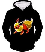 Pokemon Fire Type Eevee Evolution Flareon Cool Black Hoodie  - Pokemon Hoodie
