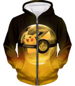 Pokemon Zip Up Hoodie - Pokemon Best Pokemon Pikachu Pokeball Cool Black Yellow Zip Up Hoodie