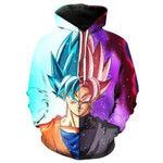 Dragon Ball Z Hoodie - Merged Super Saiyan Blue Goku and Super Saiyan Rosé Goku Black Pullover Hoodie