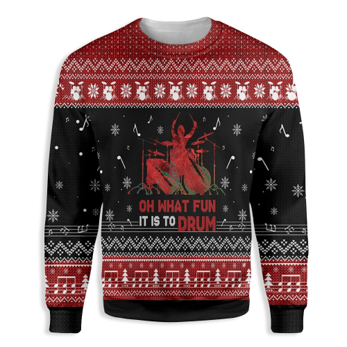 Music Sweater - Oh What Fun It Is To Drum Christmas Best Ugly Christmas Sweaters