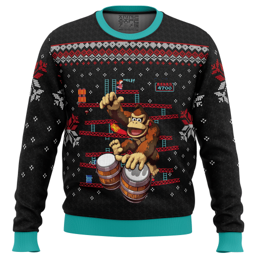 Music Sweater - Donkey Kong Drums Ugly Christmas Sweater For Drum Lover