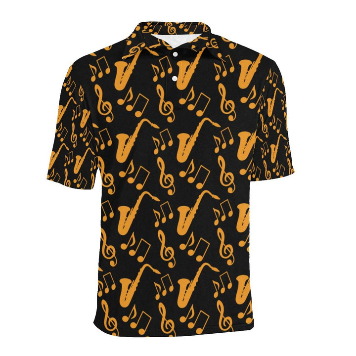 Music Shirt - Saxophone Pattern Print Design Men Polo Shirt Gift Ideas For Musicians