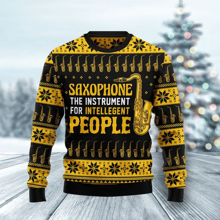 Musical Sweater - Saxophone The Instrument For Intelligent People Ugly Christmas Sweater