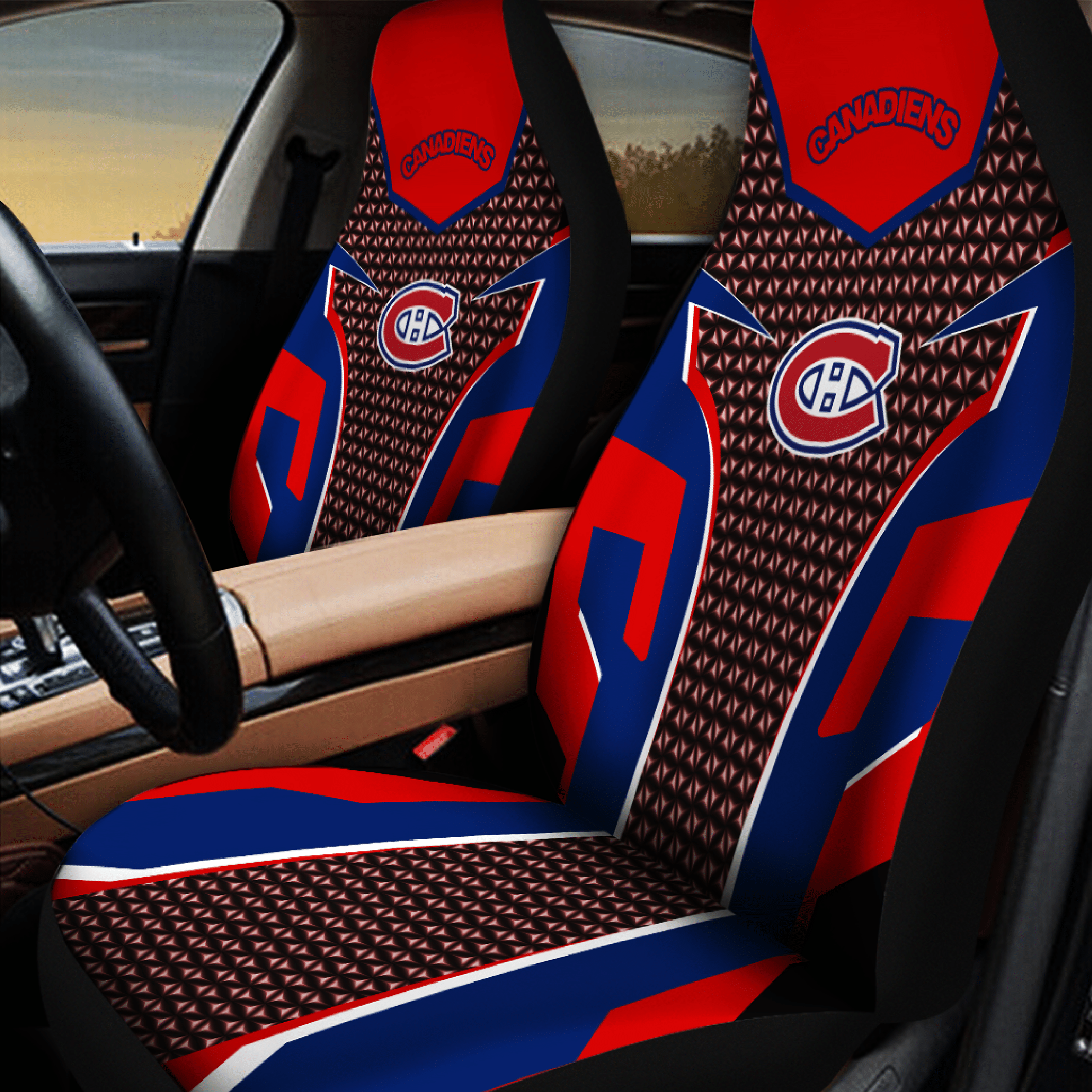 HOT NHL Team Montreal Canadiens Red-Blue 3D Seat Car Cover1