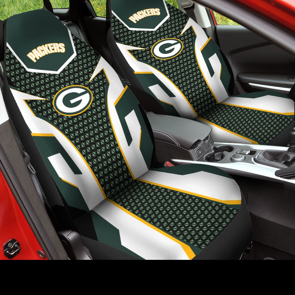 HOT NFL Team Green Bay Packers Green-White 3D Seat Car Cover1