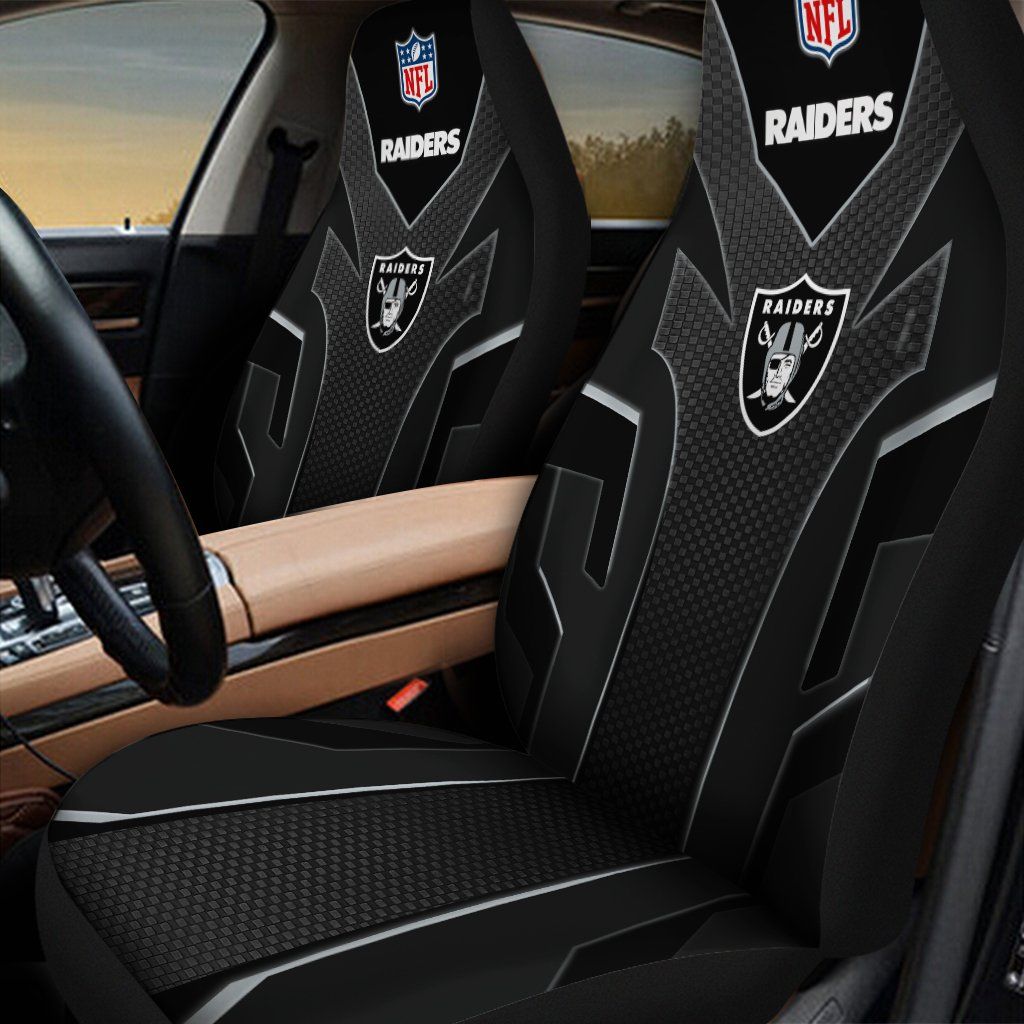 HOT NFL Team Las Vegas Raiders Black and Grey 3D Seat Car Cover2