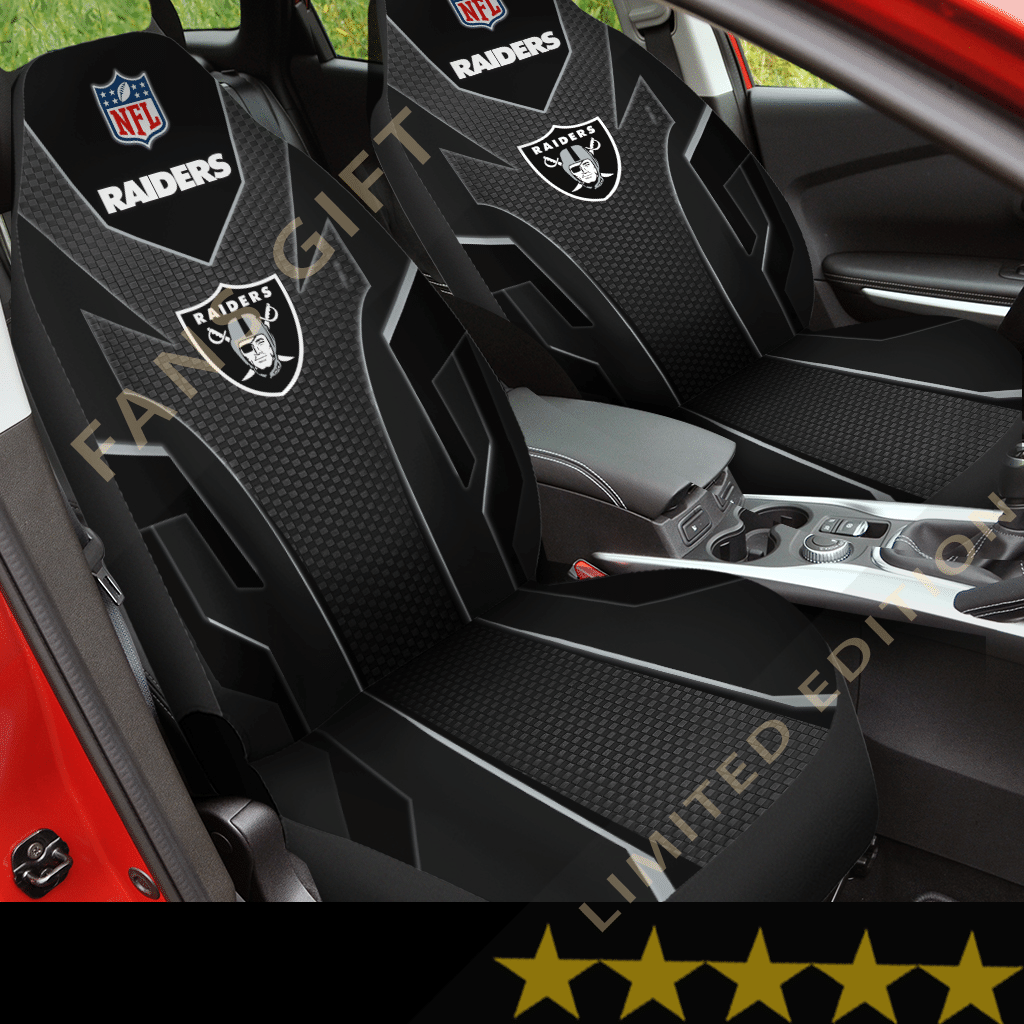 HOT NFL Team Las Vegas Raiders Black and Grey 3D Seat Car Cover1