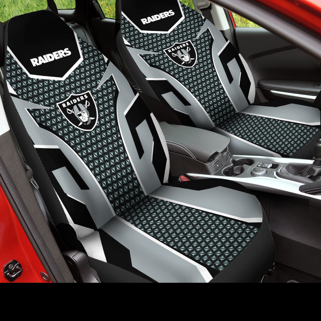 HOT NFL Team Las Vegas Raiders Greys-Black 3D Seat Car Cover1