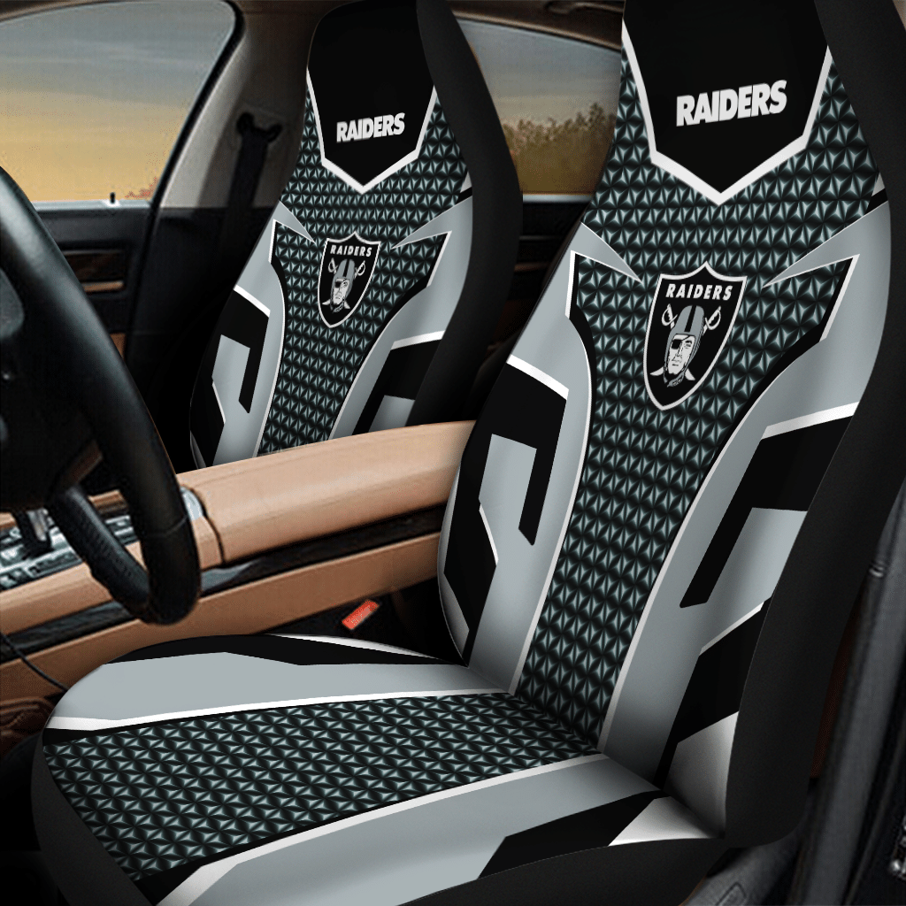 HOT NFL Team Las Vegas Raiders Greys-Black 3D Seat Car Cover2