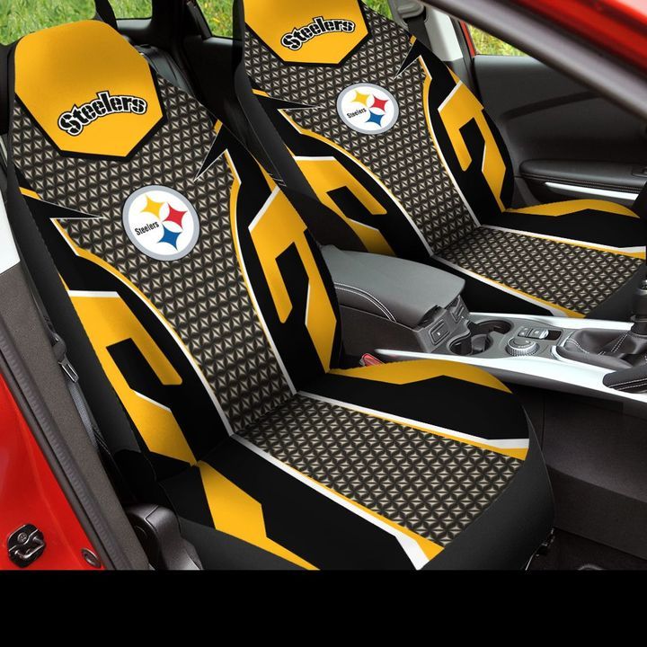 HOT NFL Team Pittsburgh Steelers Yellows-Grey 3D Seat Car Cover1
