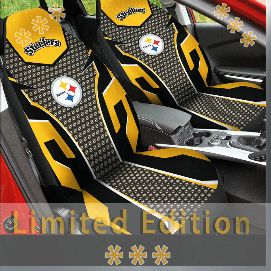 HOT NFL Team Pittsburgh Steelers Yellows-Grey 3D Seat Car Cover2