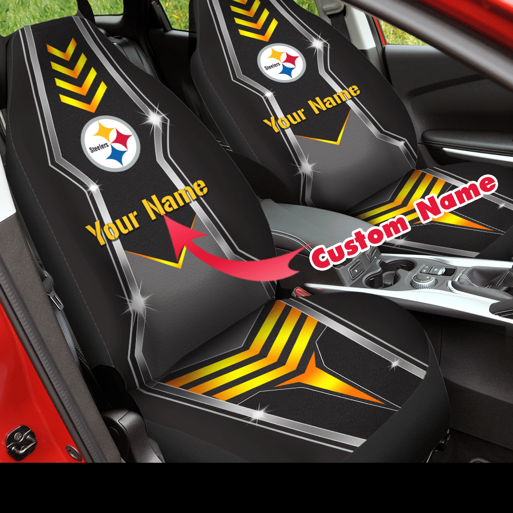 HOT NFL Team Pittsburgh Steelers Custom Name 3D Seat Car Cover1