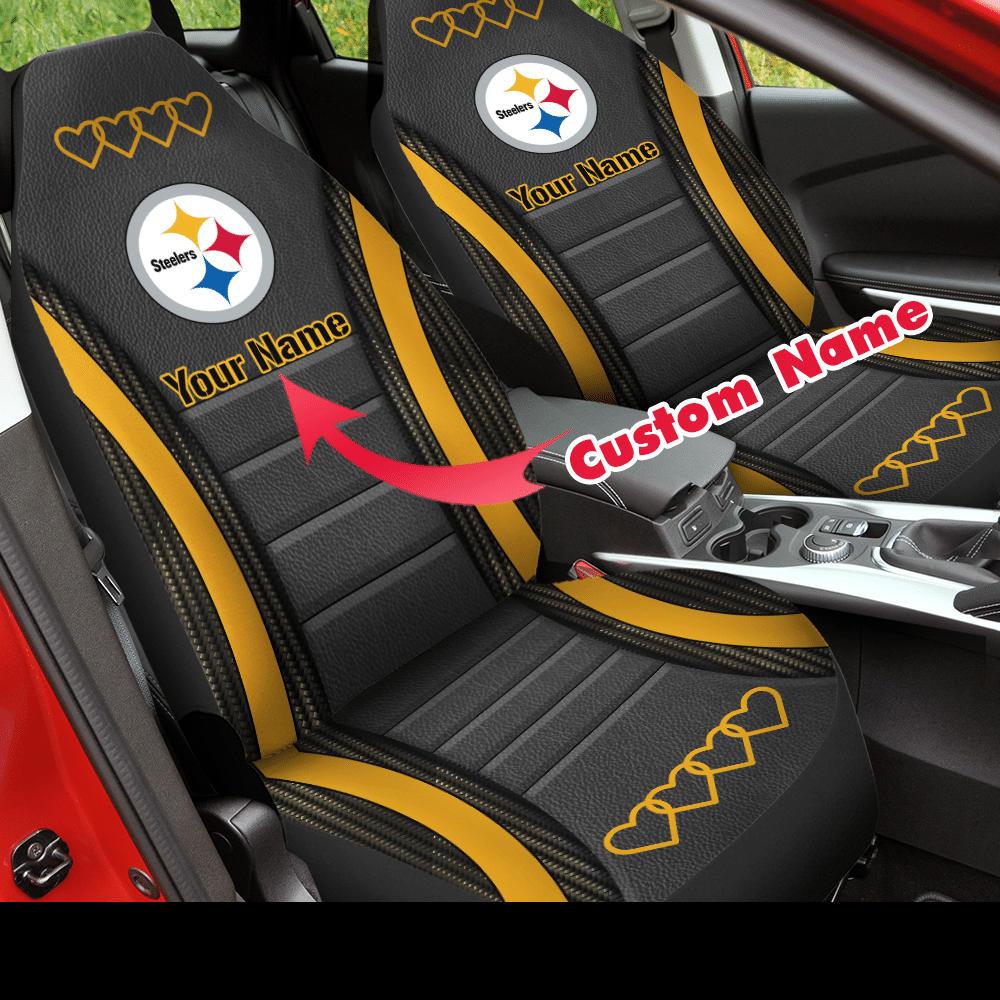 HOT NFL Team Pittsburgh Steelers Custom Name 3D Seat Car Cover2