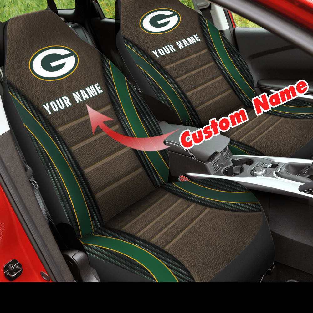 HOT NFL Team Green Bay Packers Custom Name 3D Seat Car Cover2