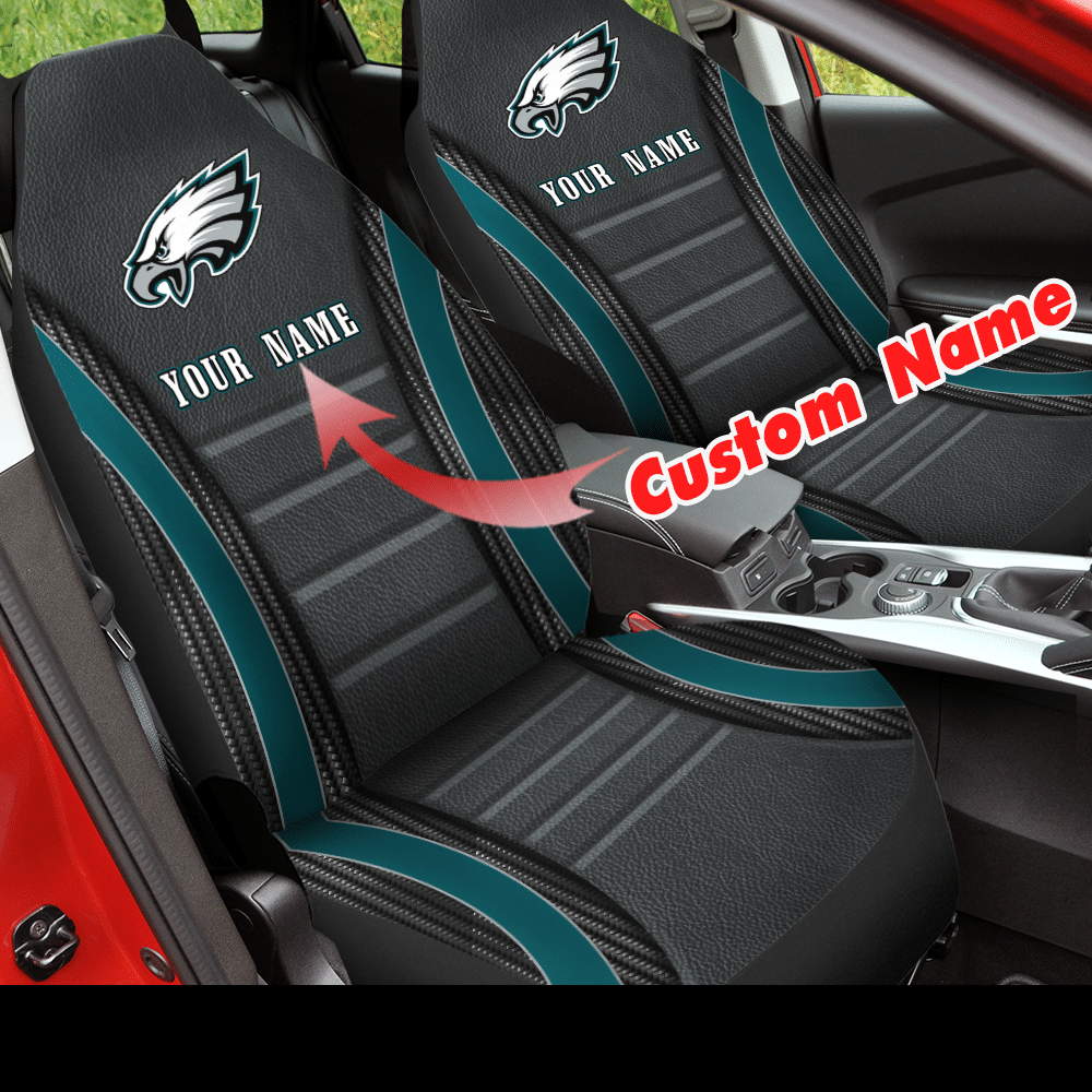 HOT NFL Team Philadelphia Eagles Custom Name 3D Seat Car Cover2