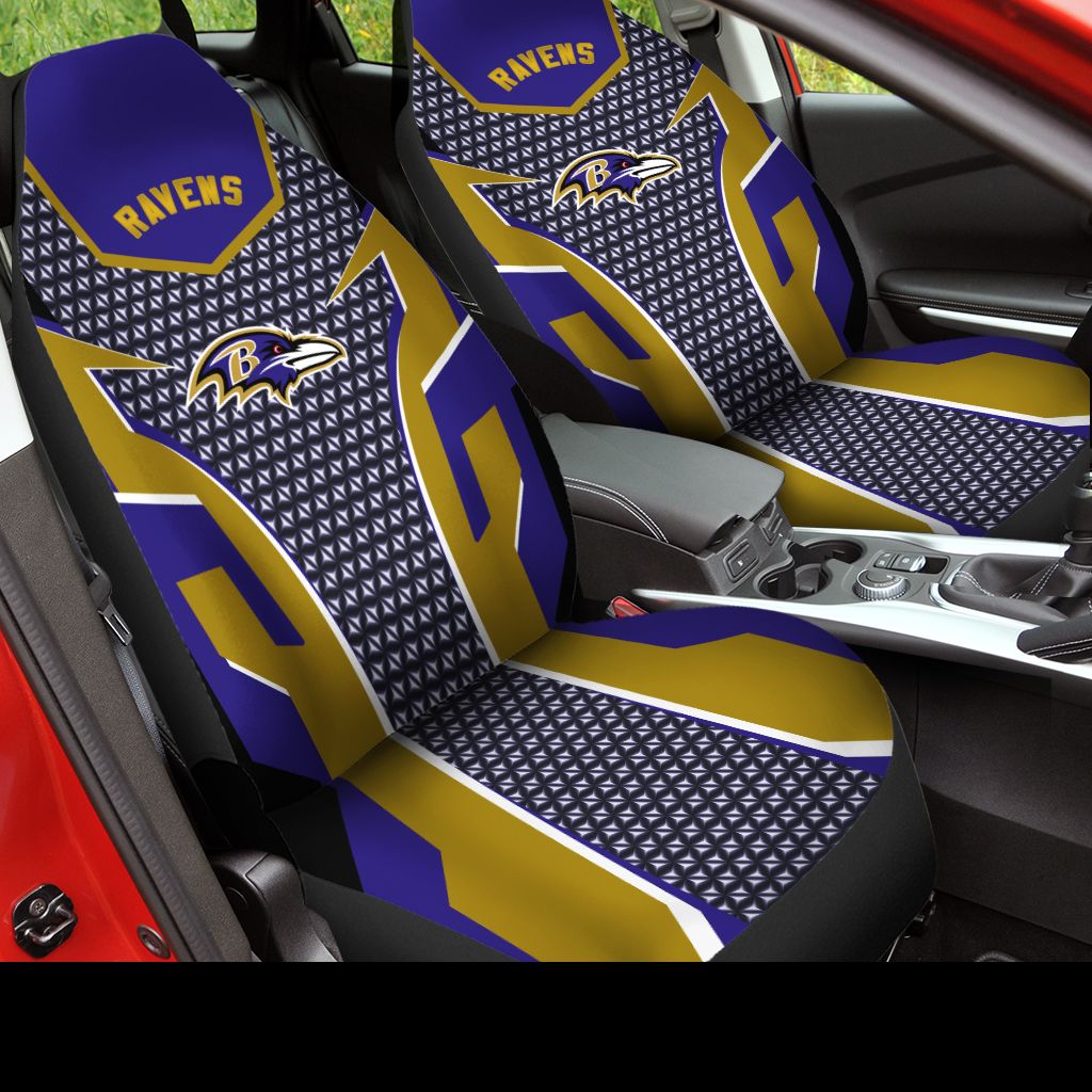 HOT NFL Team Baltimore Ravens Purple-Brown 3D Seat Car Cover2