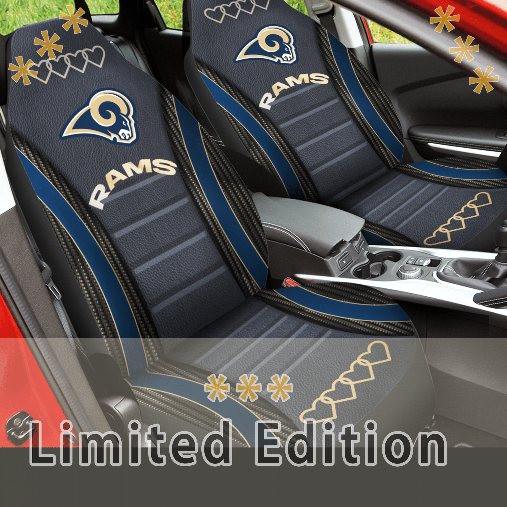 HOT NFL Team Los Angeles Rams Grey 3D Seat Car Cover1