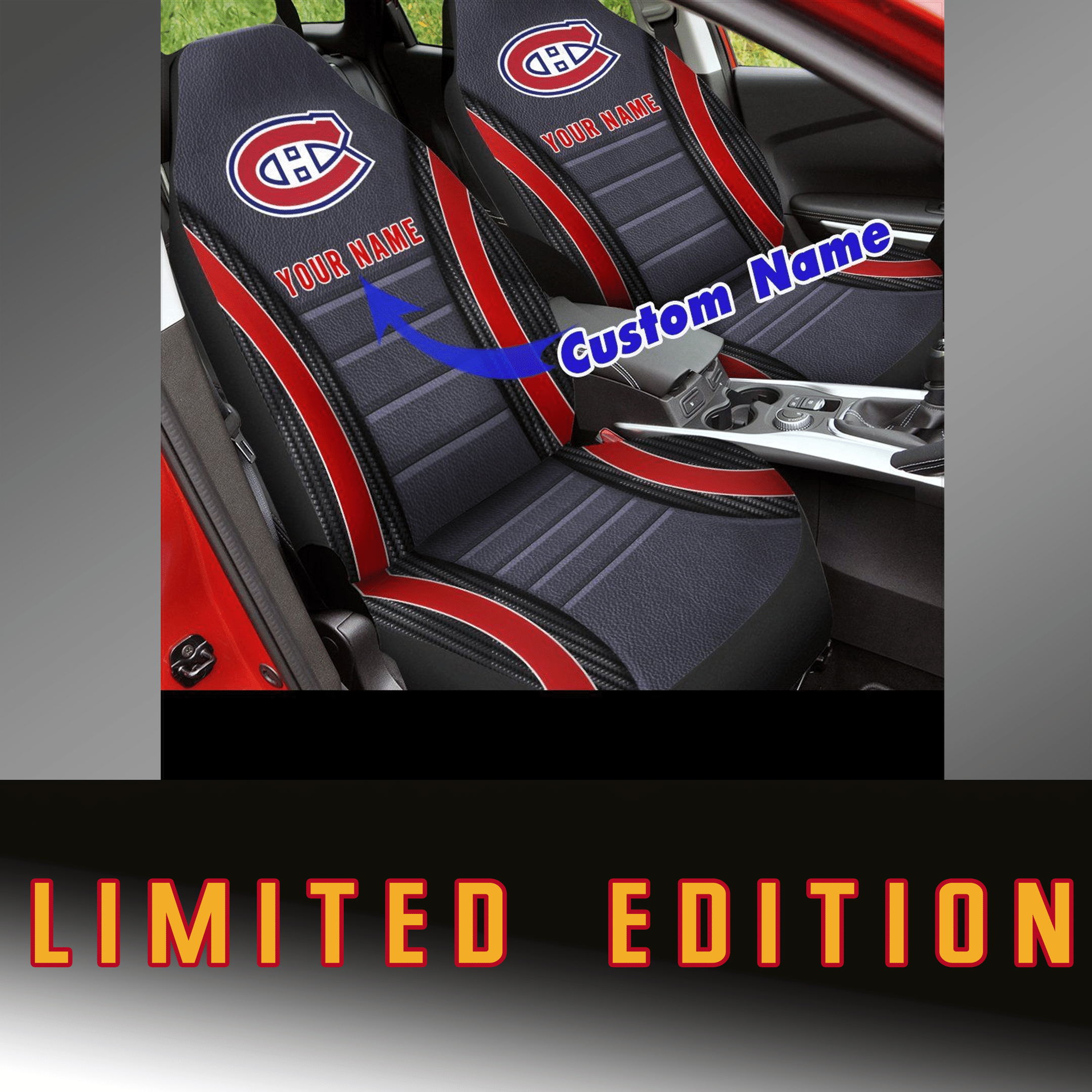 HOT NHL Team Montreal Canadiens Custom Name 3D Seat Car Cover2