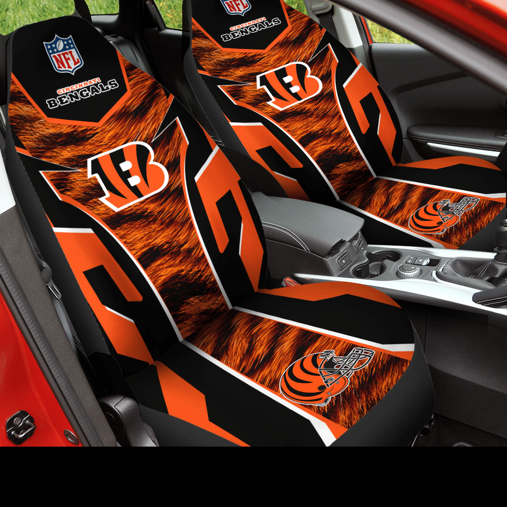 HOT NFL Team Cincinnati Bengals Orange Color 3D Seat Car Cover2