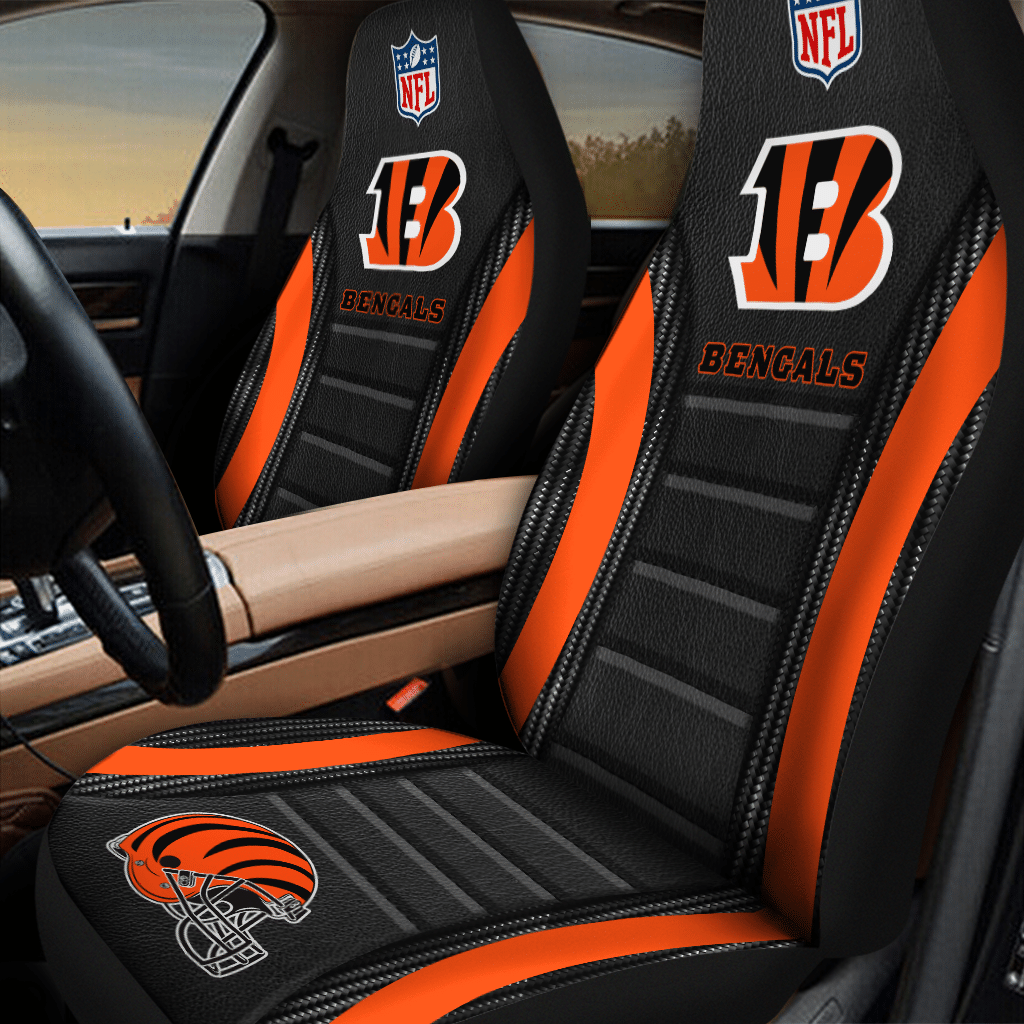HOT NFL Team Cincinnati Bengals Blacks-Orange 3D Seat Car Cover1