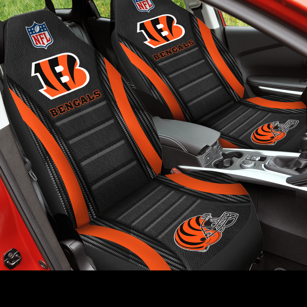 HOT NFL Team Cincinnati Bengals Blacks-Orange 3D Seat Car Cover2