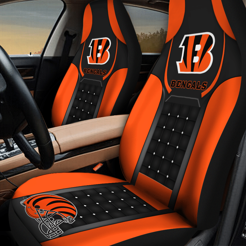 HOT NFL Team Cincinnati Bengals Orange 3D Seat Car Cover1
