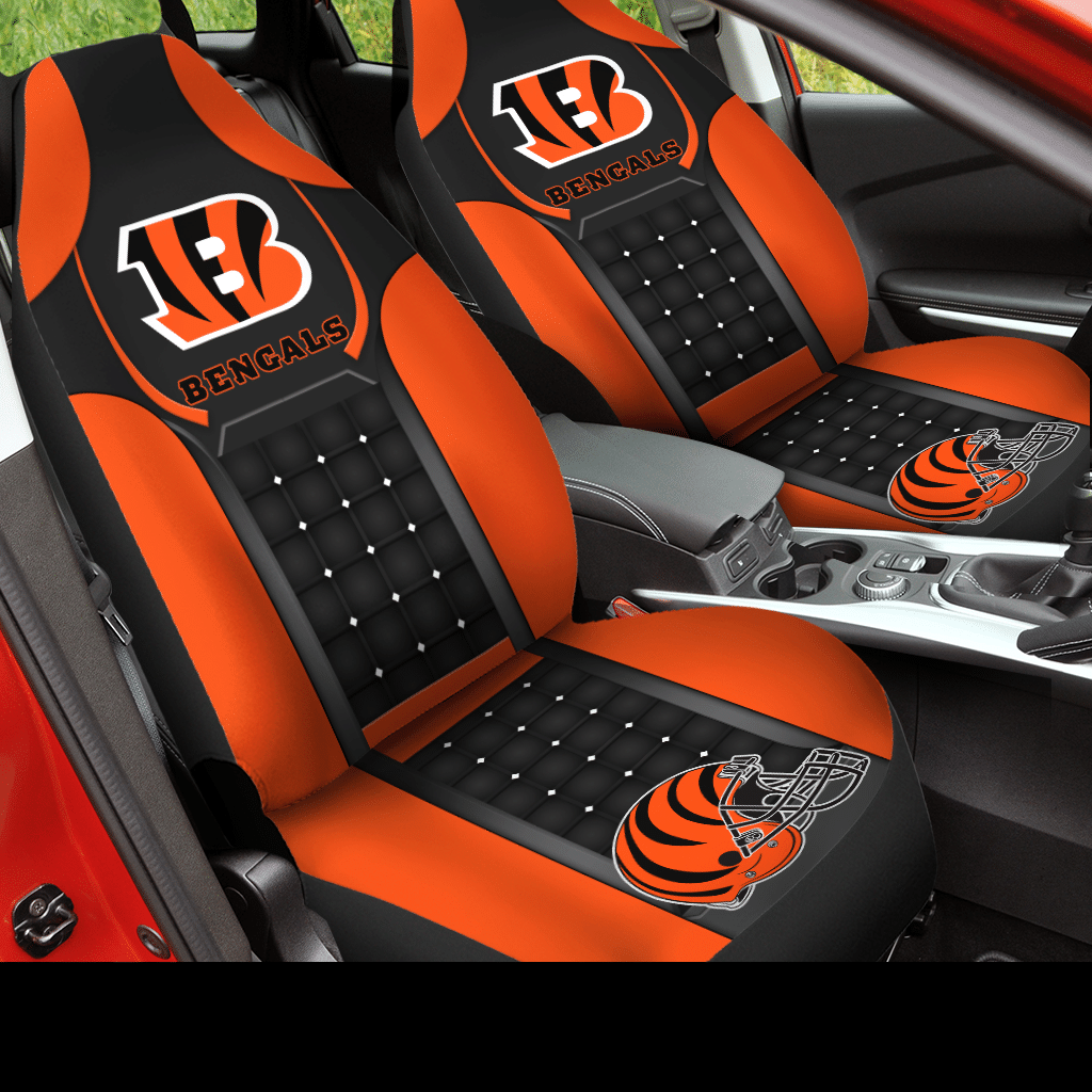 HOT NFL Team Cincinnati Bengals Orange 3D Seat Car Cover2