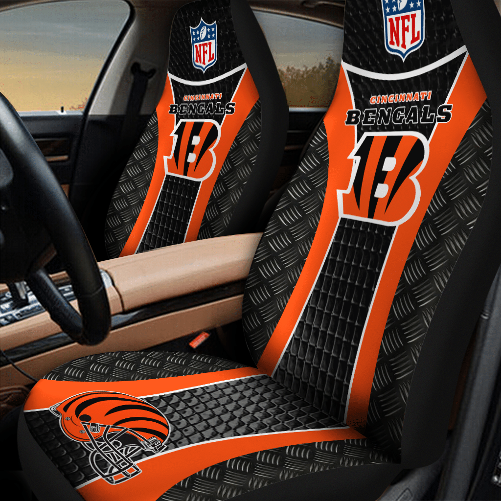 HOT NFL Team Cincinnati Bengals Orange-Black 3D Seat Car Cover1