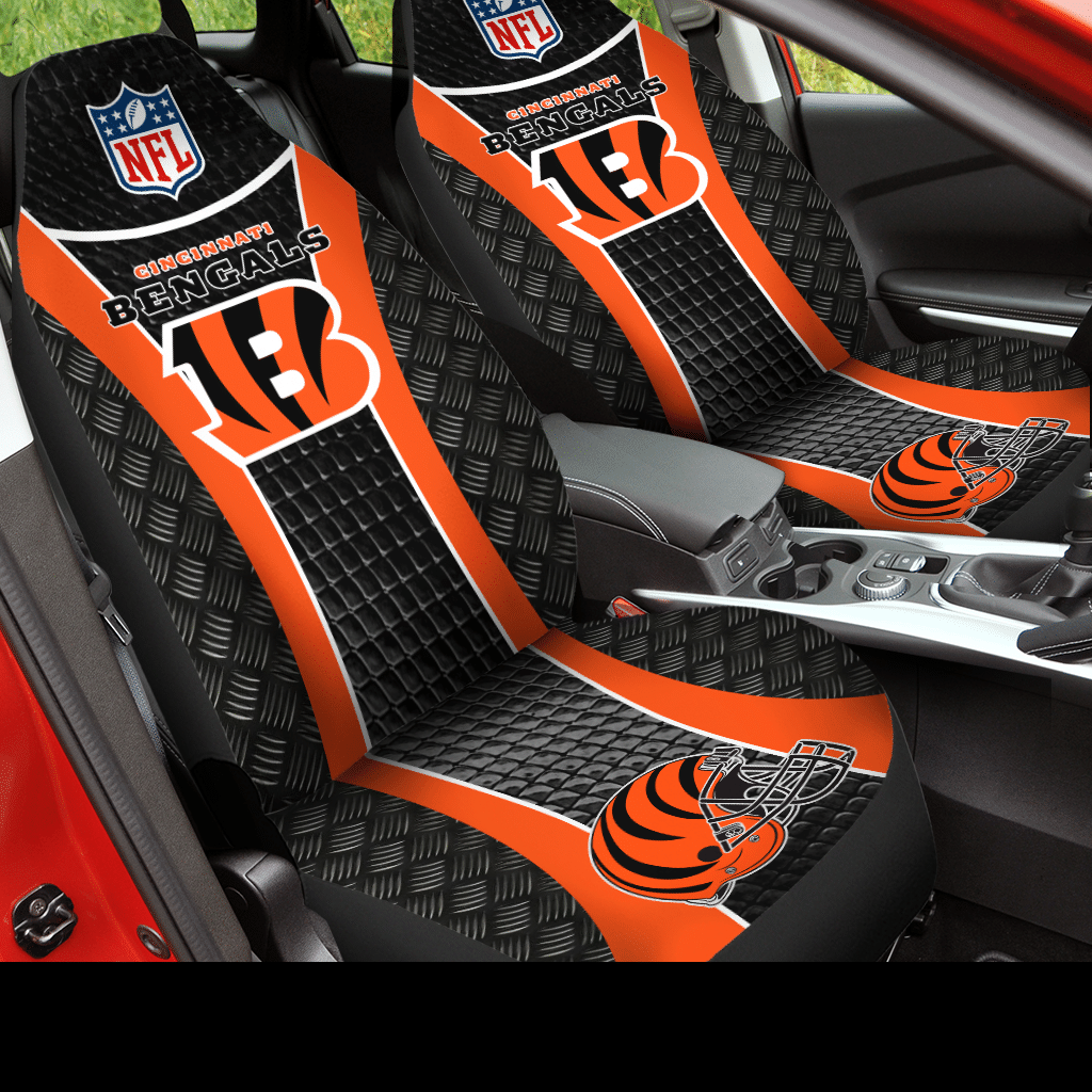 HOT NFL Team Cincinnati Bengals Orange-Black 3D Seat Car Cover2