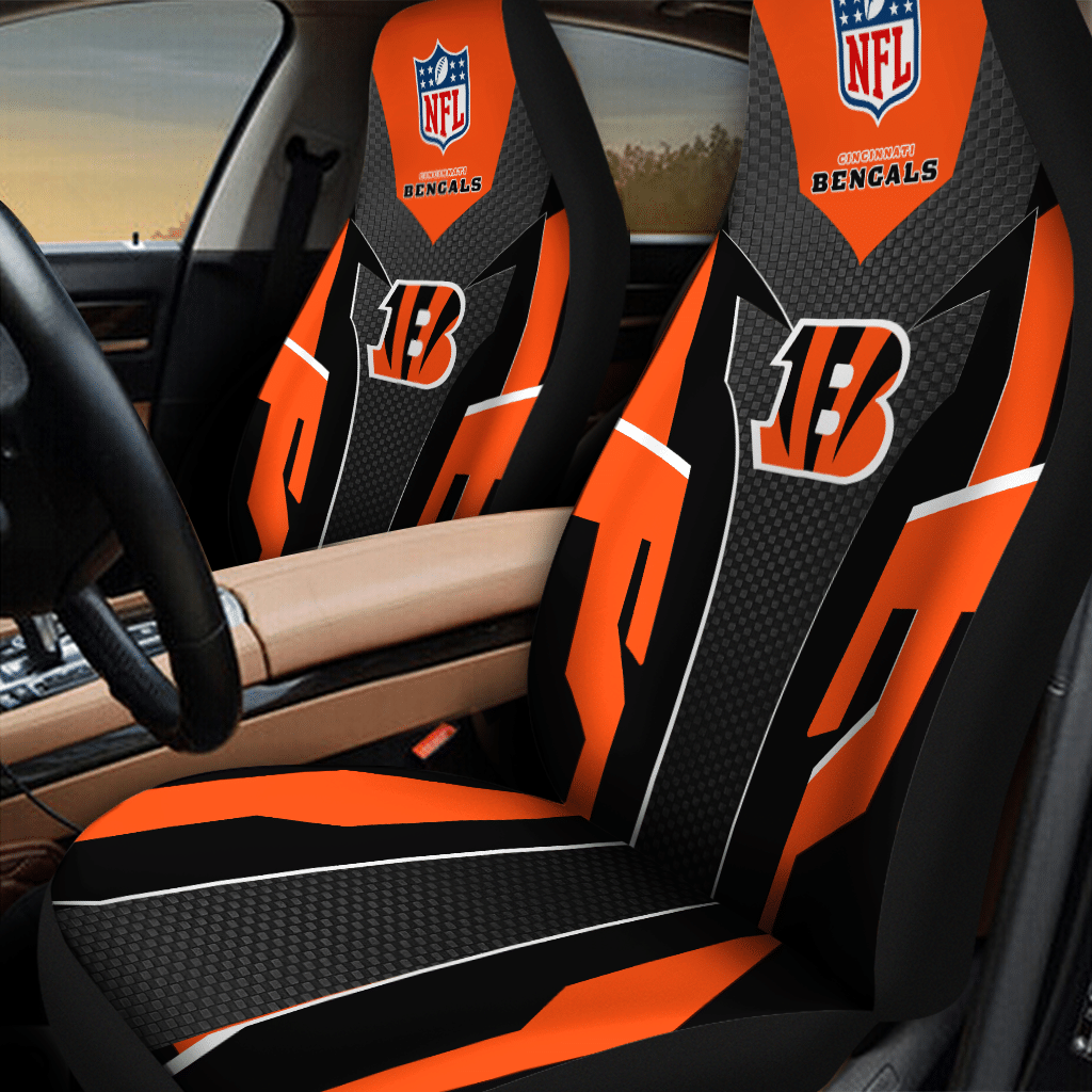 HOT NFL Team Cincinnati Bengals Black-Orange 3D Seat Car Cover1