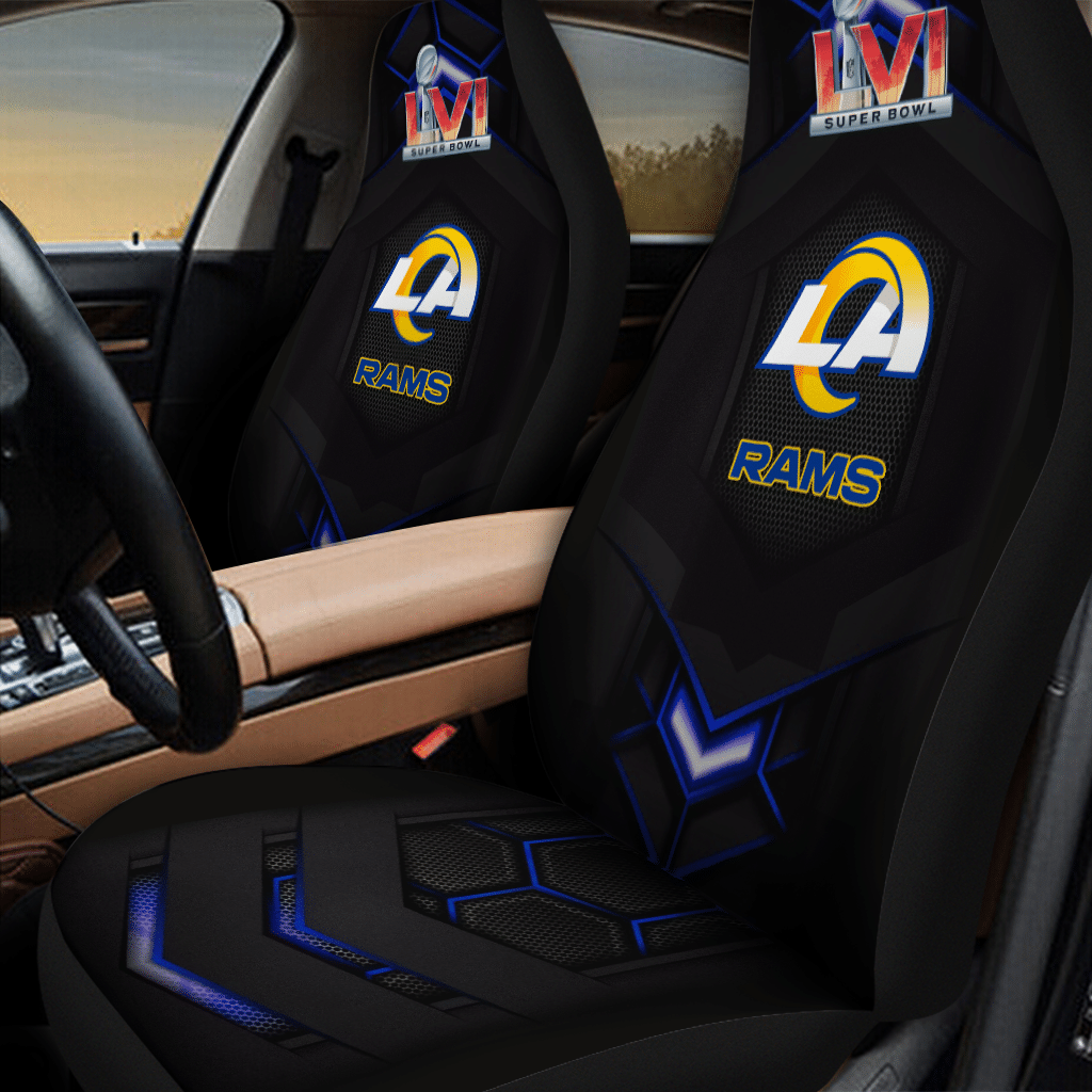 HOT NFL Team Los Angeles Rams Blacks 3D Seat Car Cover2