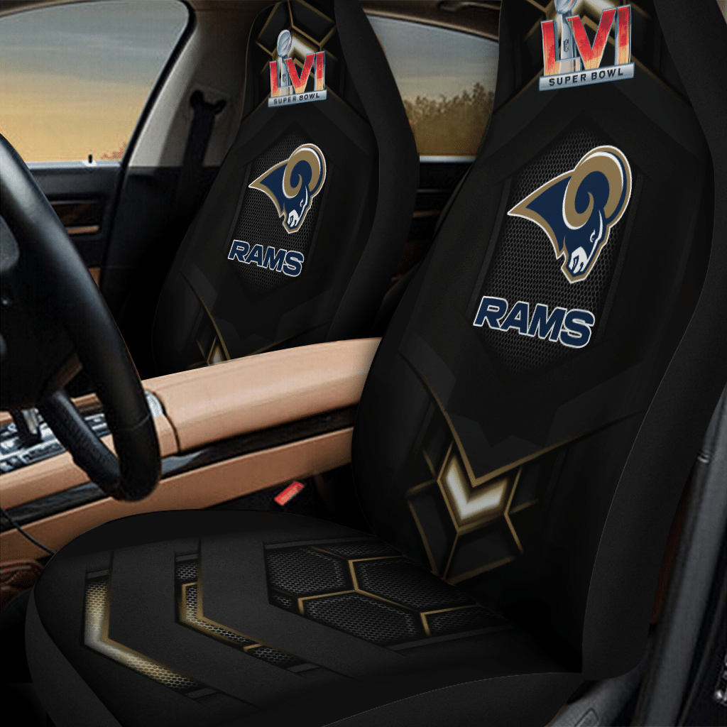 HOT NFL Team Los Angeles Rams Black 3D Seat Car Cover2