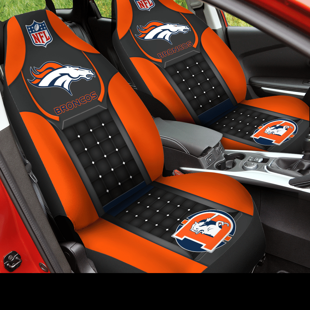 HOT NFL Team Denver Broncos Black-Orange 3D Seat Car Cover2