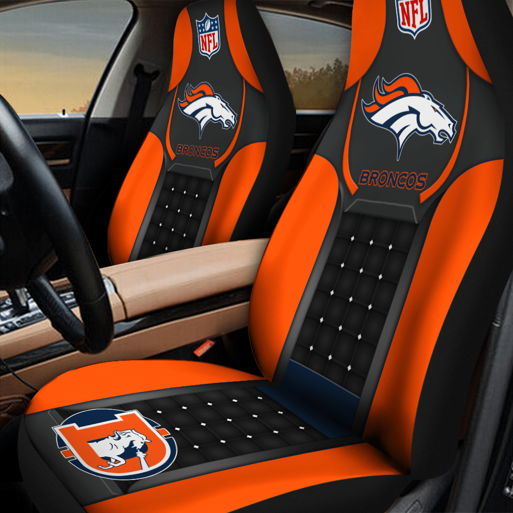 HOT NFL Team Denver Broncos Black-Orange 3D Seat Car Cover1